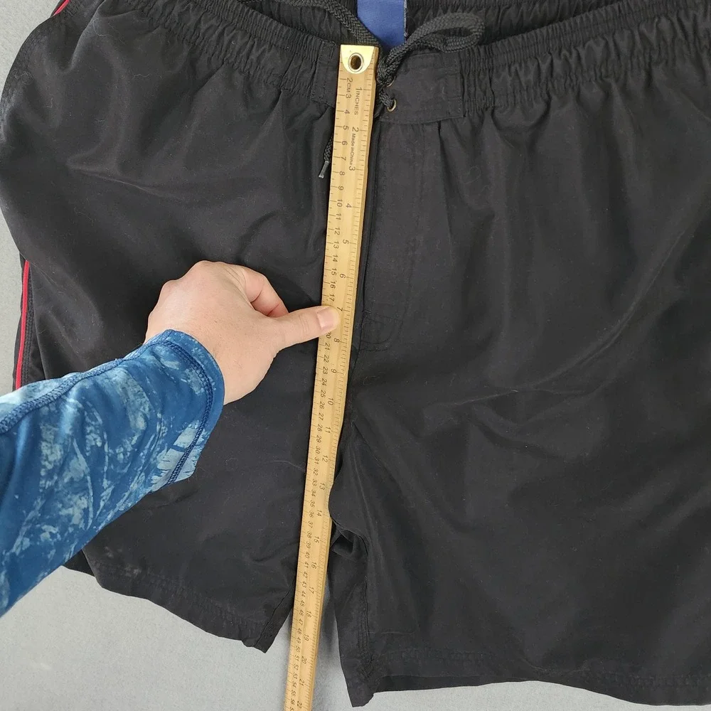 Big Dogs Black Red Striped Swim Trunks XL Mesh Lined Board‎ Shorts Drawstring XL